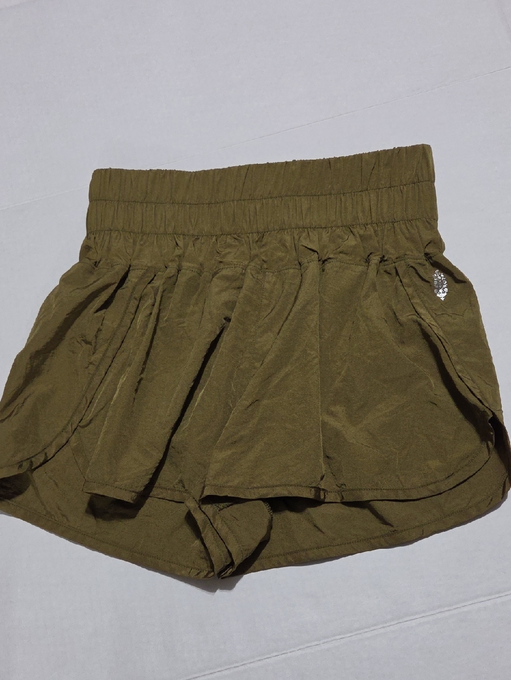 FP Movement by Free People Olive Green Layered High-Waist Shorts